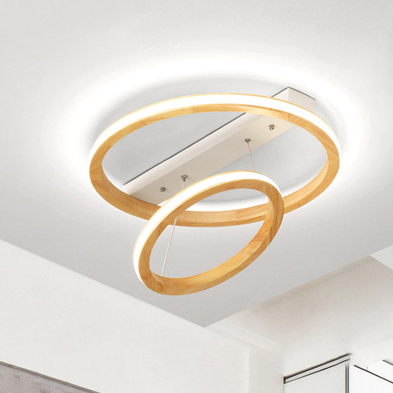 Ring Wood Ceiling Light Fixture Modern Beige 17"/21"/25" Wide LED Flush Mount Lighting Clearhalo 'Ceiling Lights' 'Close To Ceiling Lights' 'Close to ceiling' 'Flush mount' Lighting' 286428