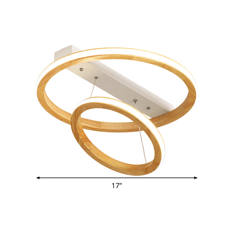 Ring Wood Ceiling Light Fixture Modern Beige 17"/21"/25" Wide LED Flush Mount Lighting Clearhalo 'Ceiling Lights' 'Close To Ceiling Lights' 'Close to ceiling' 'Flush mount' Lighting' 286431