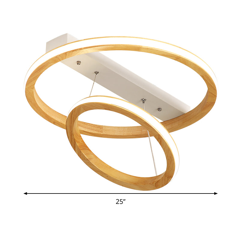 Ring Wood Ceiling Light Fixture Modern Beige 17"/21"/25" Wide LED Flush Mount Lighting Clearhalo 'Ceiling Lights' 'Close To Ceiling Lights' 'Close to ceiling' 'Flush mount' Lighting' 286433