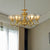 6 Lights Chandelier Pendant Lamp Colonial Bedroom Ceiling Suspension Light in Gold with Bowl Frosted Glass Shade Gold Clearhalo 'Ceiling Lights' 'Chandeliers' 'Glass shade' 'Glass' 'Island Lights' Lighting' 286478