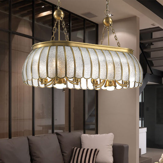 Gold 10 Heads Island Lighting Colonialism Bubble Glass Scalloped Pendant Ceiling Light for Kitchen Gold Clearhalo 'Ceiling Lights' 'Glass shade' 'Glass' 'Island Lights' Lighting' 286490