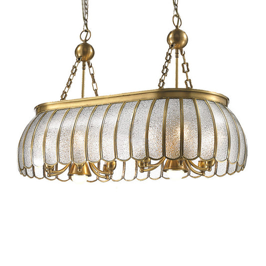 Gold 10 Heads Island Lighting Colonialism Bubble Glass Scalloped Pendant Ceiling Light for Kitchen Clearhalo 'Ceiling Lights' 'Glass shade' 'Glass' 'Island Lights' Lighting' 286493