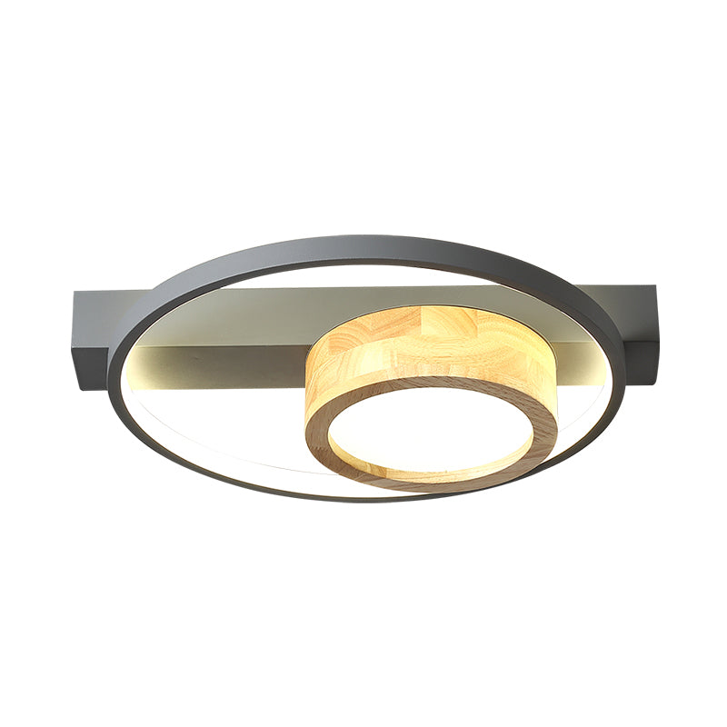 Wood Round Flush Mount Fixture Minimalist Gray/White LED Ceiling Light for Living Room Clearhalo 'Ceiling Lights' 'Close To Ceiling Lights' 'Close to ceiling' 'Flush mount' Lighting' 286505
