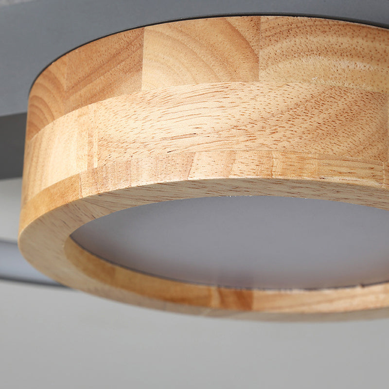 Wood Round Flush Mount Fixture Minimalist Gray/White LED Ceiling Light for Living Room Clearhalo 'Ceiling Lights' 'Close To Ceiling Lights' 'Close to ceiling' 'Flush mount' Lighting' 286507