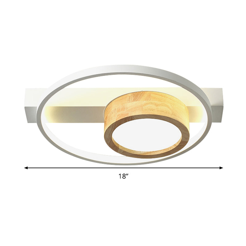 Wood Round Flush Mount Fixture Minimalist Gray/White LED Ceiling Light for Living Room Clearhalo 'Ceiling Lights' 'Close To Ceiling Lights' 'Close to ceiling' 'Flush mount' Lighting' 286511