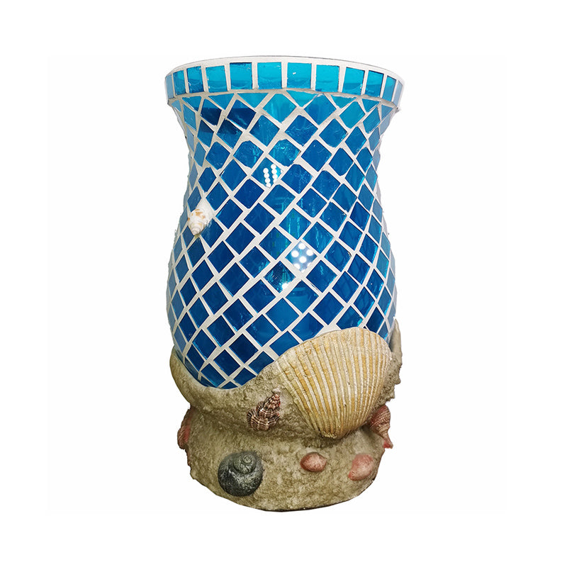 1 Light Blue Glass Desk Light Moroccan Style Bedroom Task Lighting with Shell Accent Clearhalo 'Lamps' 'Table Lamps' Lighting' 286562