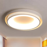 Drum Metal Ceiling Light Contemporary White 18"/21.5" Wide LED Flush Mount Fixture in Warm/White/3 Color Light White Warm Clearhalo 'Ceiling Lights' 'Close To Ceiling Lights' 'Close to ceiling' 'Flush mount' Lighting' 286609