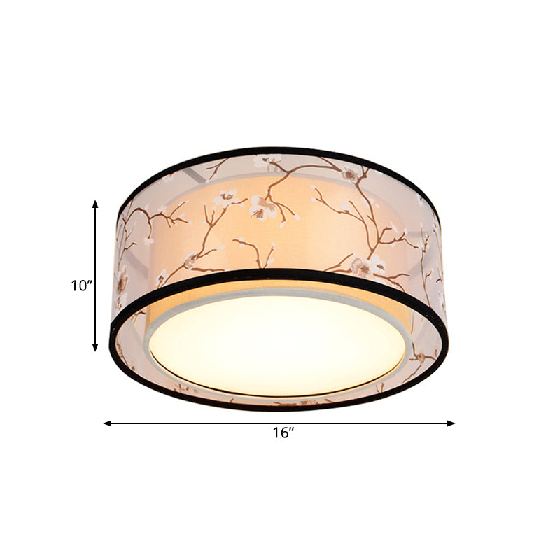 White 16"/19.5"/23.5" Wide 4 Lights Flush Mount Lamp Traditional Style Fabric Drum Shade Ceiling Light Fixture Clearhalo 'Ceiling Lights' 'Close To Ceiling Lights' 'Close to ceiling' 'Flush mount' Lighting' 286718