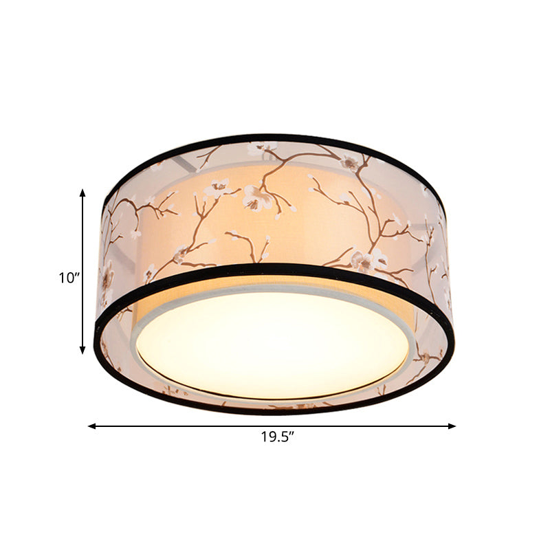 White 16"/19.5"/23.5" Wide 4 Lights Flush Mount Lamp Traditional Style Fabric Drum Shade Ceiling Light Fixture Clearhalo 'Ceiling Lights' 'Close To Ceiling Lights' 'Close to ceiling' 'Flush mount' Lighting' 286719