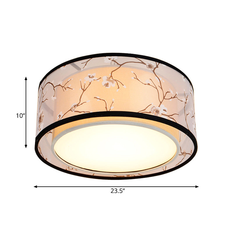 White 16"/19.5"/23.5" Wide 4 Lights Flush Mount Lamp Traditional Style Fabric Drum Shade Ceiling Light Fixture Clearhalo 'Ceiling Lights' 'Close To Ceiling Lights' 'Close to ceiling' 'Flush mount' Lighting' 286720