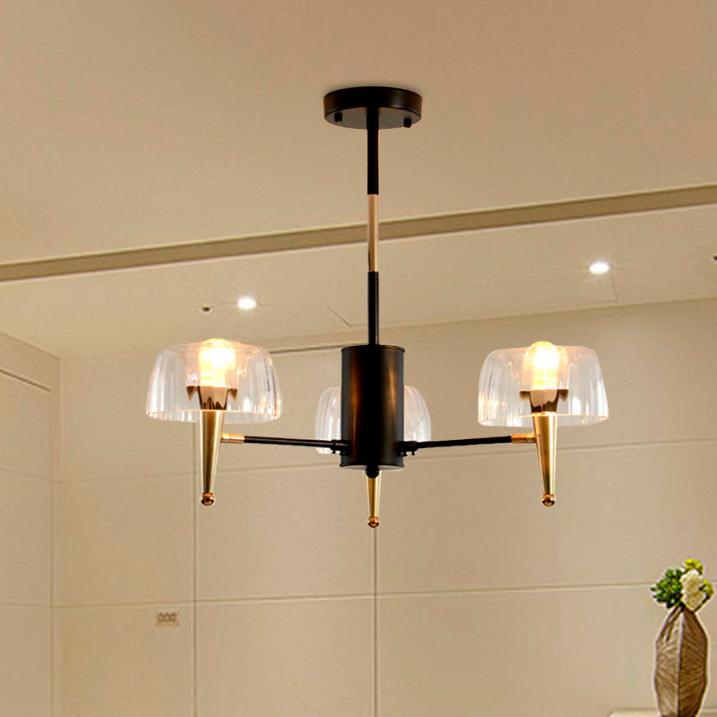 Sputnik Clear Glass Suspension Pendant Light Simple Style 3/5/6 Lights Living Room Chandelier Light in Gold 3 Gold Clearhalo 'Ceiling Lights' 'Chandeliers' Lighting' options 286835_c6b5a5de-15c5-4b6d-8e12-37cf30254d0c