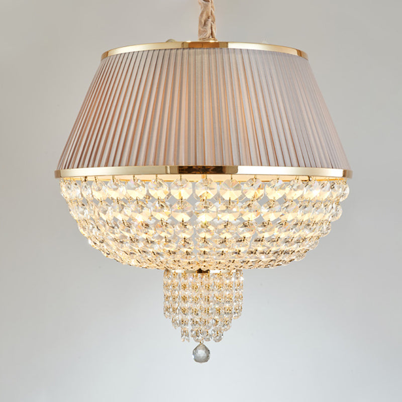 5 Lights Dome Ceiling Light Fixture Simple Style Blue/Gray Crystal