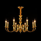Gold Candle Shape Ceiling Pendant Light Colonialism Metal 3/5/6 Heads Living Room Chandelier Lamp Clearhalo 'Ceiling Lights' 'Chandeliers' Lighting' options 287022