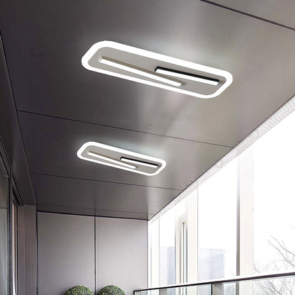 19.5"/23.5" Wide Rectangle Corridor Ceiling Light Fixture Acrylic Simple Style Black and White LED Flush Mount Lamp, Remote Control Stepless Dimming/White Light Black-White 19.5" Clearhalo 'Ceiling Lights' 'Close To Ceiling Lights' 'Close to ceiling' 'Flush mount' Lighting' 287083