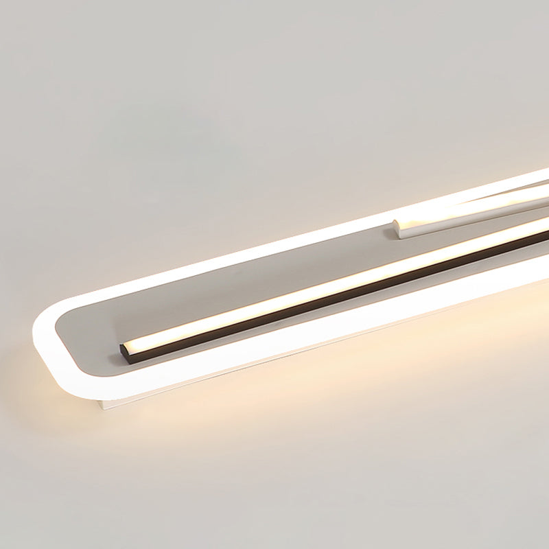 19.5"/23.5" Wide Rectangle Corridor Ceiling Light Fixture Acrylic Simple Style Black and White LED Flush Mount Lamp, Remote Control Stepless Dimming/White Light Clearhalo 'Ceiling Lights' 'Close To Ceiling Lights' 'Close to ceiling' 'Flush mount' Lighting' 287092