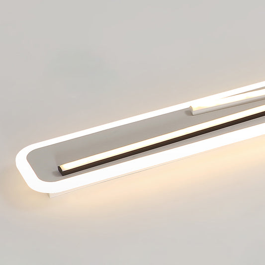 19.5"/23.5" Wide Rectangle Corridor Ceiling Light Fixture Acrylic Simple Style Black and White LED Flush Mount Lamp, Remote Control Stepless Dimming/White Light Clearhalo 'Ceiling Lights' 'Close To Ceiling Lights' 'Close to ceiling' 'Flush mount' Lighting' 287092