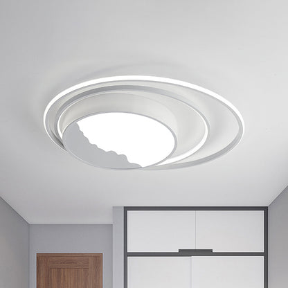 Drum Acrylic Flush Mount Fixture Macaron Grey/White 19.5"/23.5" Wide LED Ceiling Light for Bedroom White Clearhalo 'Ceiling Lights' 'Close To Ceiling Lights' 'Close to ceiling' 'Flush mount' Lighting' 287178