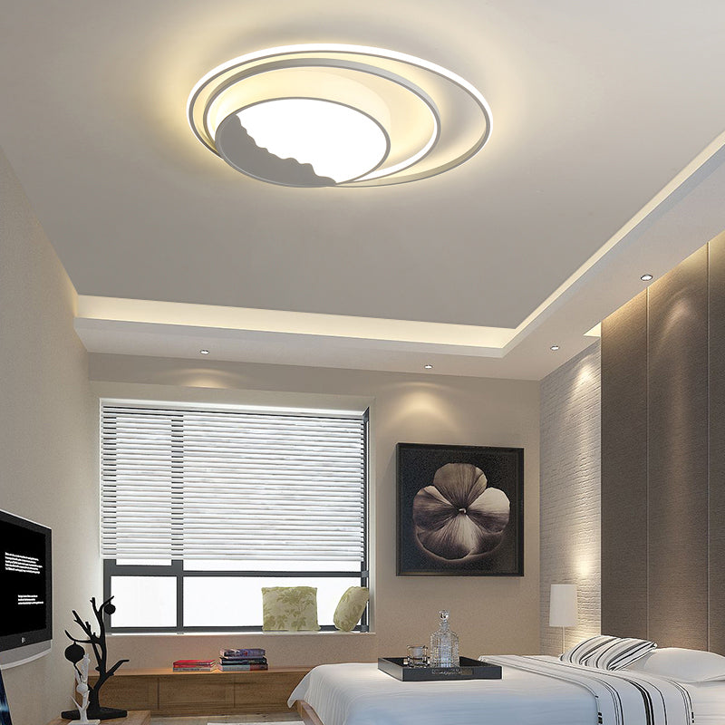 Drum Acrylic Flush Mount Fixture Macaron Grey/White 19.5"/23.5" Wide LED Ceiling Light for Bedroom Clearhalo 'Ceiling Lights' 'Close To Ceiling Lights' 'Close to ceiling' 'Flush mount' Lighting' 287179