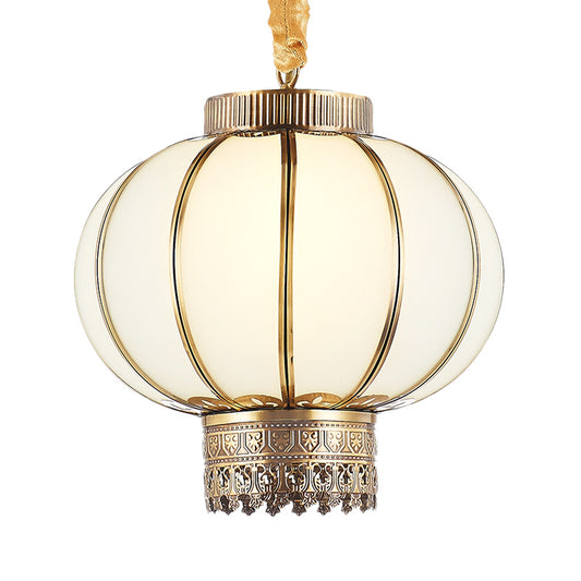 Red/White Glass Pendant Lighting Fixture Kerosene 10"/14"/16" Wide 1 Light Traditional Style Hanging Lamp Kit Clearhalo 'Ceiling Lights' 'Chandeliers' 'Glass shade' 'Glass' 'Pendant Lights' 'Pendants' Lighting' 287193