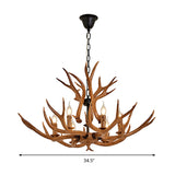 Resin Antler Design Hanging Chandelier Rural 6 Lights Restaurant Ceiling Pendant Lamp in Brown Clearhalo 'Ceiling Lights' 'Chandeliers' Lighting' options 287355
