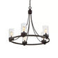 Black 5 Lights Pendant Chandelier Vintage Clear Glass Cylinder Hanging Ceiling Light Fixture Clearhalo 'Ceiling Lights' 'Chandeliers' Lighting' options 287418