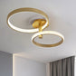 Dual Halo Ring Acrylic Semi Flush Light Modern Rotatable LED Golden Ceiling Lamp in Warm/White/Natural Light, 25.5"/33.5" L Gold White Clearhalo 'Ceiling Lights' 'Close To Ceiling Lights' 'Close to ceiling' 'Semi-flushmount' Lighting' 287492