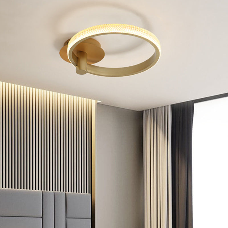 Minimalist LED Ceiling Ring Light 18"/22" W Acrylic Gold Bedroom Semi Flush Mount Lamp in Warm/White/Natural Light Clearhalo 'Ceiling Lights' 'Close To Ceiling Lights' 'Close to ceiling' 'Semi-flushmount' Lighting' 287558