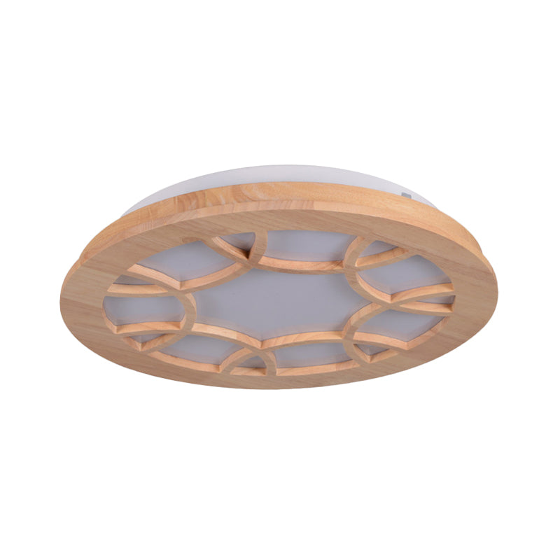 Simple LED Flush Light Wood Shade Beige Drum Ceiling Mount Lamp Kit in Second Gear Clearhalo 'Ceiling Lights' 'Close To Ceiling Lights' 'Close to ceiling' 'Flush mount' Lighting' 287635