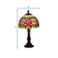 Antique Brass Single Head Night Table Lamp Mediterranean Stain Glass Pink Rose/Red Rose/Tulip Nightstand Clearhalo 'Lamps' 'Table Lamps' Lighting' 287642