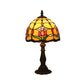 Antique Brass Single Head Night Table Lamp Mediterranean Stain Glass Pink Rose/Red Rose/Tulip Nightstand Antique Brass Tulip Clearhalo 'Lamps' 'Table Lamps' Lighting' 287647