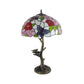 Stained Glass Brass Table Light Leaf/Rose/Peony Single Head Tiffany Style Nightstand Lamp for Bedroom Clearhalo 'Lamps' 'Table Lamps' Lighting' 287677