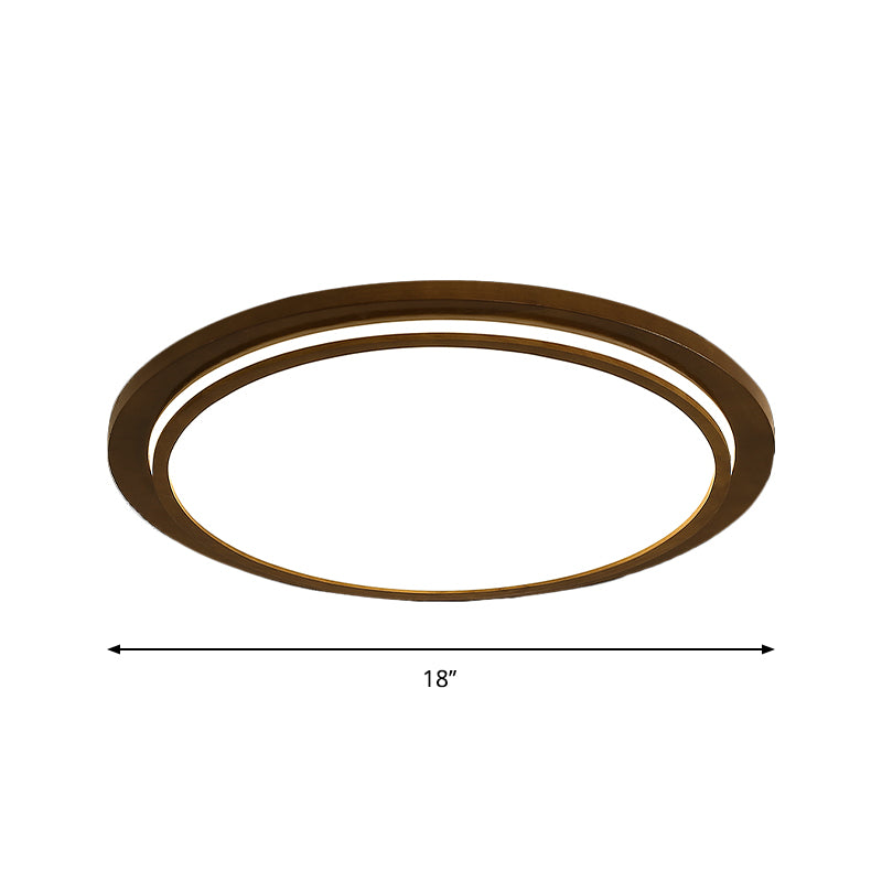 Brown Dish Ceiling Light Modernity 15"/18"/23" Dia LED Wood Flush Mount Fixture in Natural Light Clearhalo 'Ceiling Lights' 'Close To Ceiling Lights' 'Close to ceiling' 'Flush mount' Lighting' 287815