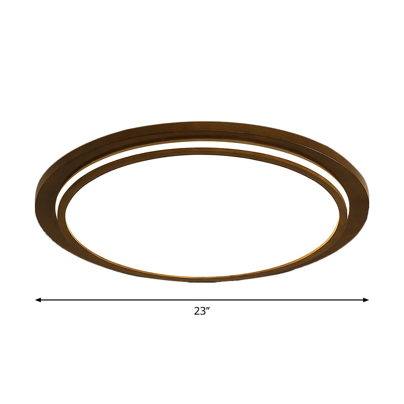 Brown Dish Ceiling Light Modernity 15"/18"/23" Dia LED Wood Flush Mount Fixture in Natural Light Clearhalo 'Ceiling Lights' 'Close To Ceiling Lights' 'Close to ceiling' 'Flush mount' Lighting' 287816