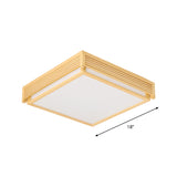 Square Box Acrylic Flush Mount Light 14"/18"/21.5"W Simple LED Beige Ceiling Lighting in Warm/White Light with Wood Guard Clearhalo 'Ceiling Lights' 'Close To Ceiling Lights' 'Close to ceiling' 'Flush mount' Lighting' 287830