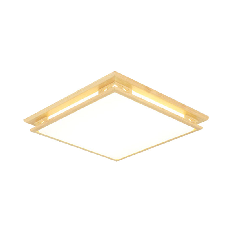 Modernity LED Ceiling Light Fixture Acrylic Shade Wood Squared Flush Mount Lamp in Warm/White Light, 18"/21.5" Wide Clearhalo 'Ceiling Lights' 'Close To Ceiling Lights' 'Close to ceiling' 'Flush mount' Lighting' 287835