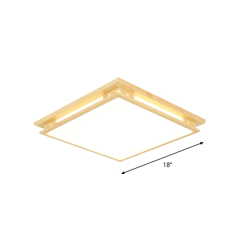 Modernity LED Ceiling Light Fixture Acrylic Shade Wood Squared Flush Mount Lamp in Warm/White Light, 18"/21.5" Wide Clearhalo 'Ceiling Lights' 'Close To Ceiling Lights' 'Close to ceiling' 'Flush mount' Lighting' 287836