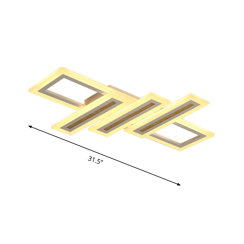 Rectangle Flush Light Contemporary Acrylic LED White Ceiling Mounted Fixture in Warm/Inner Warm Outer White/White Light, 23.5"/31.5"/39" Wide Clearhalo 'Ceiling Lights' 'Close To Ceiling Lights' 'Close to ceiling' 'Flush mount' Lighting' 287877