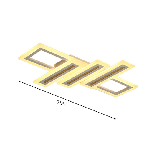 Rectangle Flush Light Contemporary Acrylic LED White Ceiling Mounted Fixture in Warm/Inner Warm Outer White/White Light, 23.5"/31.5"/39" Wide Clearhalo 'Ceiling Lights' 'Close To Ceiling Lights' 'Close to ceiling' 'Flush mount' Lighting' 287877