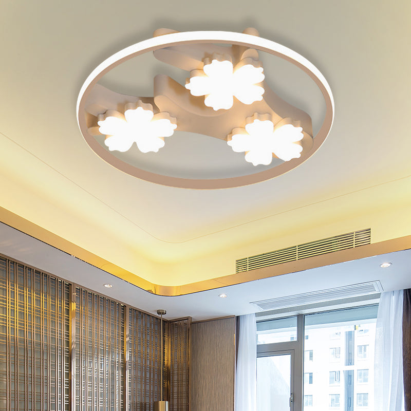 19.5"/23.5" Wide Acrylic Ring Ceiling Fixture Simple Style Black LED Flush Mount Lighting with Blossom Decoration Black Clearhalo 'Ceiling Lights' 'Close To Ceiling Lights' 'Close to ceiling' 'Flush mount' Lighting' 287923