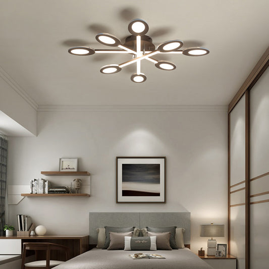 Starburst Semi Flush Minimalism Acrylic 31.5"/45" Wide LED Brown Close to Ceiling Lighting in Warm/White Light Clearhalo 'Ceiling Lights' 'Close To Ceiling Lights' 'Close to ceiling' 'Semi-flushmount' Lighting' 287998