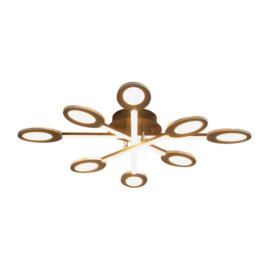 Starburst Semi Flush Minimalism Acrylic 31.5"/45" Wide LED Brown Close to Ceiling Lighting in Warm/White Light Clearhalo 'Ceiling Lights' 'Close To Ceiling Lights' 'Close to ceiling' 'Semi-flushmount' Lighting' 288000