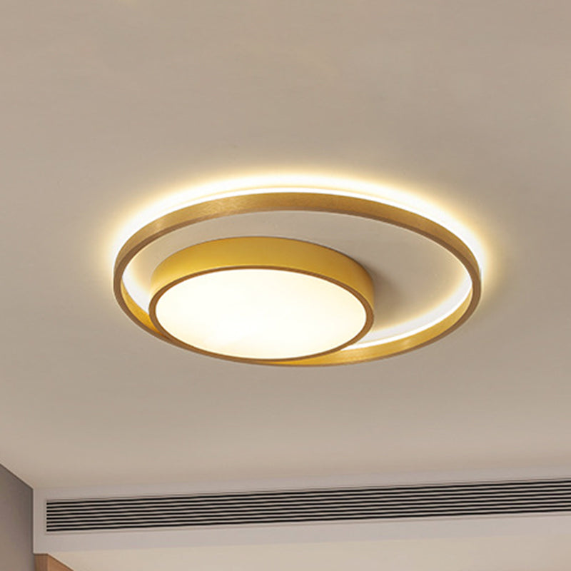 Metal Circular Ceiling Light Fixture Postmodern Gold 16"/23.5" Wide LED Flush Light in Warm/White Light - Gold - Clearhalo - 'Ceiling Lights' - 'Close To Ceiling Lights' - 'Close to ceiling' - 'Flush mount' - Lighting' - 288007