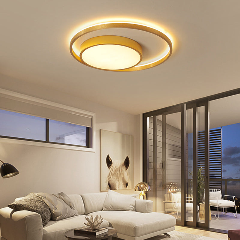 Metal Circular Ceiling Light Fixture Postmodern Gold 16"/23.5" Wide LED Flush Light in Warm/White Light - Clearhalo - 'Ceiling Lights' - 'Close To Ceiling Lights' - 'Close to ceiling' - 'Flush mount' - Lighting' - 288009