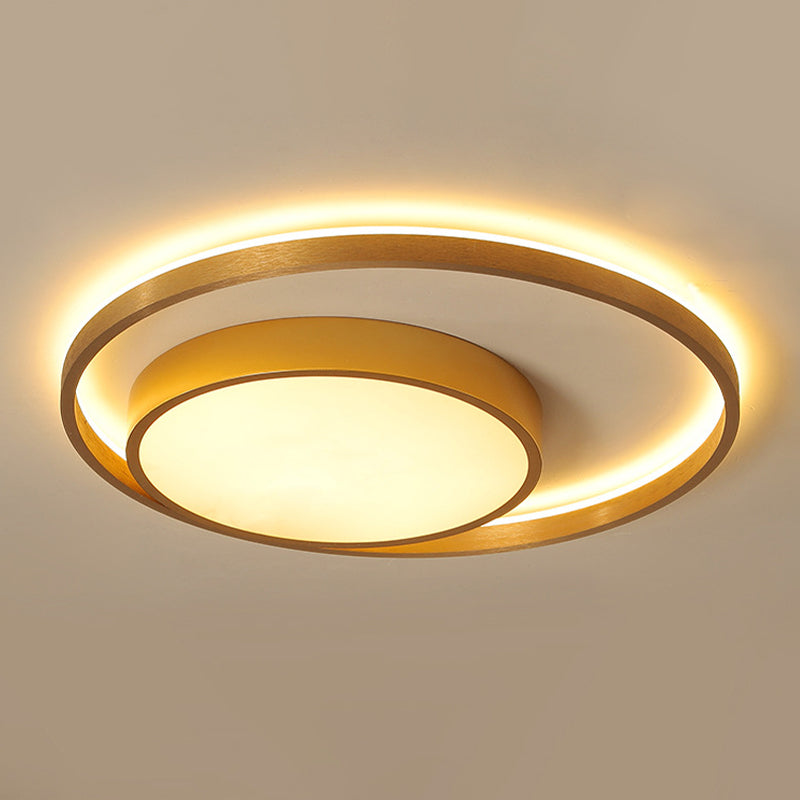 Metal Circular Ceiling Light Fixture Postmodern Gold 16"/23.5" Wide LED Flush Light in Warm/White Light - Clearhalo - 'Ceiling Lights' - 'Close To Ceiling Lights' - 'Close to ceiling' - 'Flush mount' - Lighting' - 288010