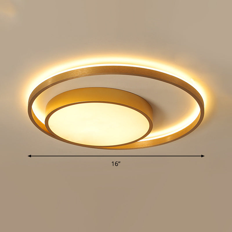 Metal Circular Ceiling Light Fixture Postmodern Gold 16"/23.5" Wide LED Flush Light in Warm/White Light - Clearhalo - 'Ceiling Lights' - 'Close To Ceiling Lights' - 'Close to ceiling' - 'Flush mount' - Lighting' - 288011