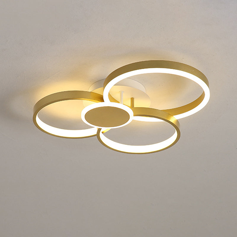 Round Semi-Flush Mount Modernism Acrylic LED Gold Ceiling Light Fixture in Warm/White Light Clearhalo 'Ceiling Lights' 'Close To Ceiling Lights' 'Close to ceiling' 'Semi-flushmount' Lighting' 288015