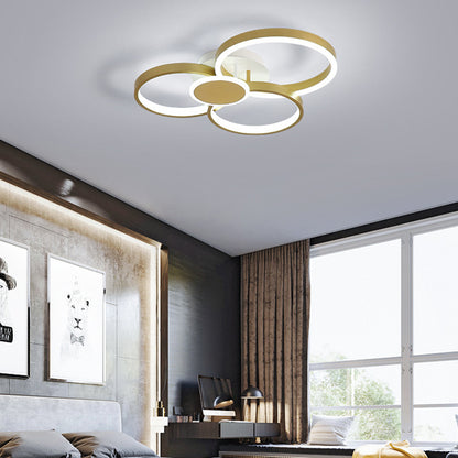 Round Semi-Flush Mount Modernism Acrylic LED Gold Ceiling Light Fixture in Warm/White Light Gold White Clearhalo 'Ceiling Lights' 'Close To Ceiling Lights' 'Close to ceiling' 'Semi-flushmount' Lighting' 288016