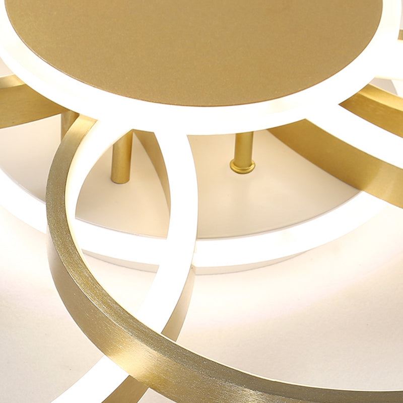 Round Semi-Flush Mount Modernism Acrylic LED Gold Ceiling Light Fixture in Warm/White Light Clearhalo 'Ceiling Lights' 'Close To Ceiling Lights' 'Close to ceiling' 'Semi-flushmount' Lighting' 288019