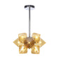 Chrome Diamond Chandelier Lamp Contemporary 9/12 Bulbs Amber Glass Hanging Ceiling Lamp Clearhalo 'Ceiling Lights' 'Chandeliers' 'Glass shade' 'Glass' 'Modern Chandeliers' 'Modern' Lighting' 288049