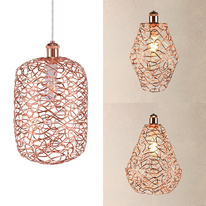 Copper Wire Guard Pendant Light with Shade Vintage Style Metal 1 Light Living Room Hanging Lamp Clearhalo 'Art Deco Pendants' 'Cast Iron' 'Ceiling Lights' 'Ceramic' 'Crystal' 'Industrial Pendants' 'Industrial' 'Metal' 'Middle Century Pendants' 'Pendant Lights' 'Pendants' 'Tiffany' Lighting' 28807